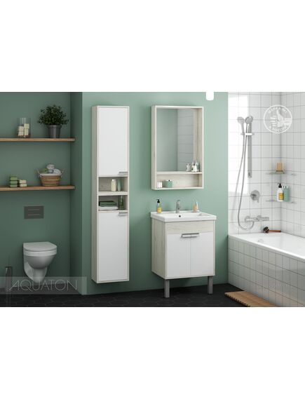 Купить Шкаф - колонна AQUATON Флай 1-створчатый белый, дуб крафт левый 1A237903FAX1L (1a237903fax1l) по цене 5601.5 руб., в Санкт-Петебруге в интернет магазине 100-Систем, а также дургие товары AQUATON из раздела Шкафы и Пеналы, комоды, шкафы