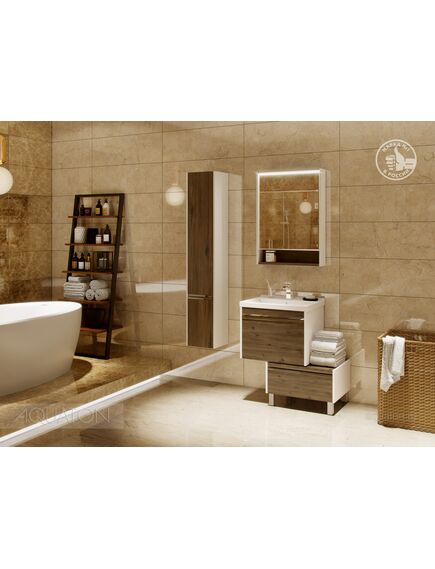 Купить Шкаф - колонна AQUATON Капри правый таксония темная 1A230503KPDBR (1a230503kpdbr) по цене 16984.7 руб., в Санкт-Петебруге в интернет магазине 100-Систем, а также дургие товары AQUATON из раздела Пеналы и Пеналы, комоды, шкафы