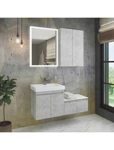 Купить COMFORTY. Тумба подвесная "Осло-60" бетон светлый с белой столешницей (00-00000838) по цене 16280 руб., в Санкт-Петебруге в интернет магазине 100-Систем, а также дургие товары COMFORTY из раздела Тумбы под раковину и Мебель для ванной комнаты