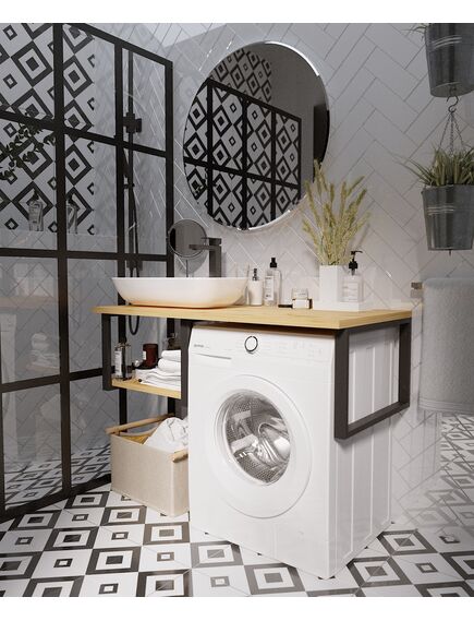 Купить 1MARKA Столешница под стир.машину Grunge Loft 120 дуб вотан (ц0000004100) по цене 15619 руб., в Санкт-Петебруге в интернет магазине 100-Систем, а также дургие товары 1MARKA из раздела Столешницы и Мебель для ванной комнаты