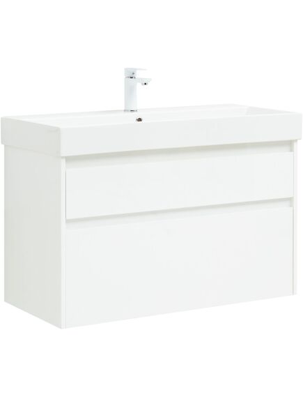 Купить Тумба под раковину Aquanet Nova Lite 100 (SLIM SYNERGY) белый, 2 ящика (00249940) по цене 33517 руб., в Санкт-Петебруге в интернет магазине 100-Систем, а также дургие товары AQUANET из раздела Тумбы под раковину и Мебель для ванной комнаты