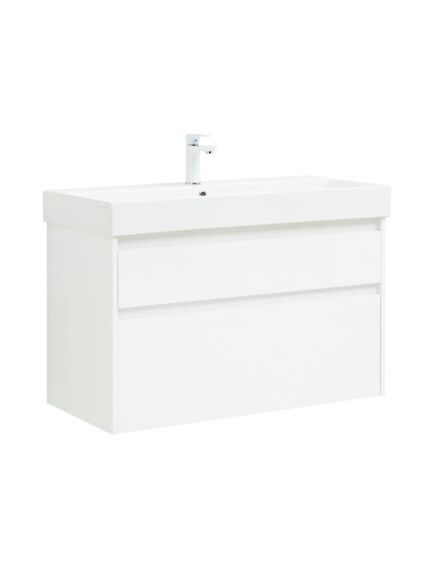 Купить Тумба под раковину Aquanet Nova Lite 100 (SLIM SYNERGY) белый, 2 ящика (00249940) по цене 33517 руб., в Санкт-Петебруге в интернет магазине 100-Систем, а также дургие товары AQUANET из раздела Тумбы под раковину и Мебель для ванной комнаты
