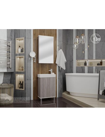 Купить Тумба под раковину AQUATON Эмма белый, дуб наварра 1A221601EAD80 (1a221601ead80) по цене 7216.5 руб., в Санкт-Петебруге в интернет магазине 100-Систем, а также дургие товары AQUATON из раздела Тумбы под раковину и Мебель для ванной комнаты