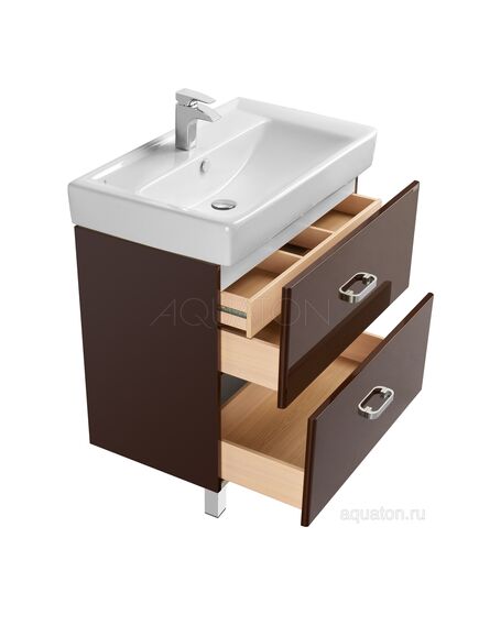 Купить Тумба под раковину Aquaton Америна 80 Н темно-коричневая 1A169401AM430 (1a169401am430) по цене 13699 руб., в Санкт-Петебруге в интернет магазине 100-Систем, а также дургие товары AQUATON из раздела Тумбы под раковину и Мебель для ванной комнаты