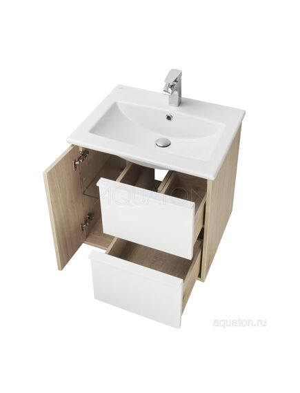 Купить Тумба под раковину AQUATON Бостон 60 дуб эврика 1A252501BN010 (1a252501bn010) по цене 18529.7 руб., в Санкт-Петебруге в интернет магазине 100-Систем, а также дургие товары AQUATON из раздела Тумбы под раковину и Мебель для ванной комнаты