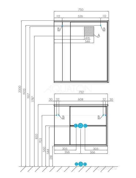 Купить Тумба под раковину AQUATON Бостон 75 дуб эврика 1A252601BN010 (1a252601bn010) по цене 10289.7 руб., в Санкт-Петебруге в интернет магазине 100-Систем, а также дургие товары AQUATON из раздела Тумбы под раковину и Мебель для ванной комнаты