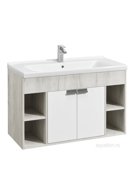 Купить Тумба под раковину AQUATON Флай 100 белый, дуб крафт 1A237501FAX10 (1a237501fax10) по цене 11296.5 руб., в Санкт-Петебруге в интернет магазине 100-Систем, а также дургие товары AQUATON из раздела Тумбы под раковину и Мебель для ванной комнаты