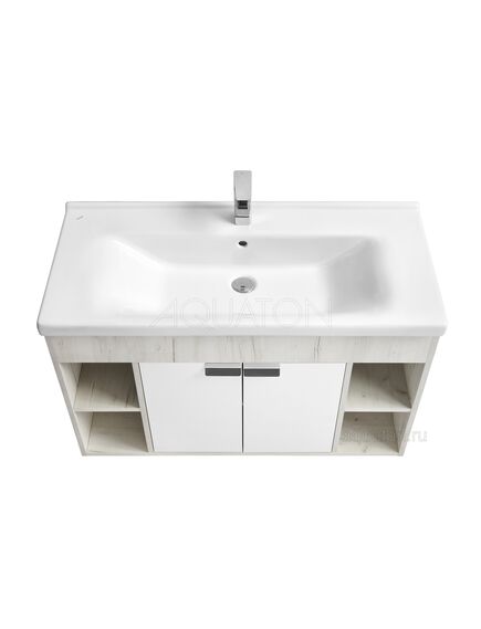 Купить Тумба под раковину AQUATON Флай 100 белый, дуб крафт 1A237501FAX10 (1a237501fax10) по цене 11296.5 руб., в Санкт-Петебруге в интернет магазине 100-Систем, а также дургие товары AQUATON из раздела Тумбы под раковину и Мебель для ванной комнаты