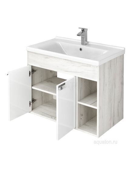 Купить Тумба под раковину AQUATON Флай 80 белый, дуб крафт  1A237401FAX10 (1a237401fax10) по цене 10276.5 руб., в Санкт-Петебруге в интернет магазине 100-Систем, а также дургие товары AQUATON из раздела Тумбы под раковину и Мебель для ванной комнаты
