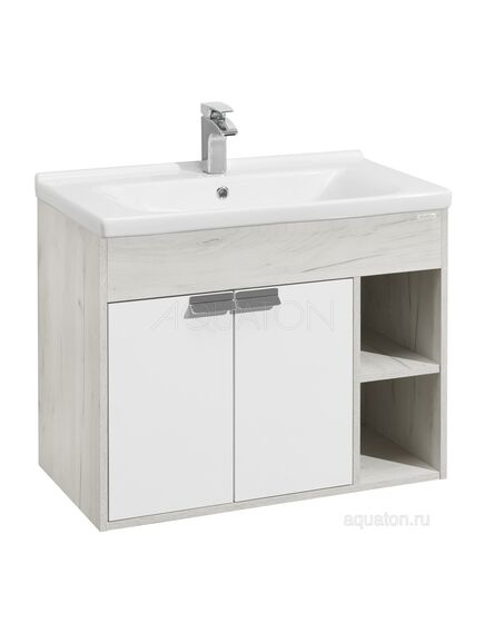 Купить Тумба под раковину AQUATON Флай 80 белый, дуб крафт  1A237401FAX10 (1a237401fax10) по цене 10276.5 руб., в Санкт-Петебруге в интернет магазине 100-Систем, а также дургие товары AQUATON из раздела Тумбы под раковину и Мебель для ванной комнаты