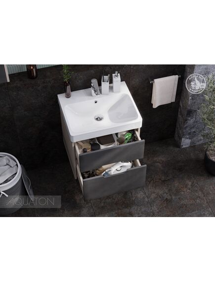 Купить Тумба под раковину AQUATON Оливия 55 грей, дуб ойстер 1A254201OLUG0 (1a254201olug0) по цене 14866.5 руб., в Санкт-Петебруге в интернет магазине 100-Систем, а также дургие товары AQUATON из раздела Тумбы под раковину и Мебель для ванной комнаты