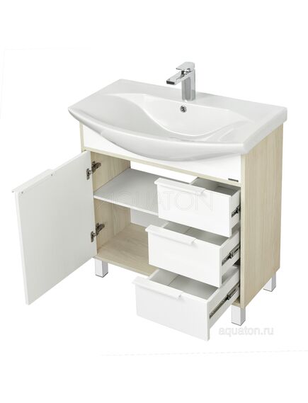 Купить Тумба под раковину AQUATON Рико 80 белый, ясень фабрик 1A215401RIB90 (1a215401rib90) по цене 16651.5 руб., в Санкт-Петебруге в интернет магазине 100-Систем, а также дургие товары AQUATON из раздела Тумбы под раковину и Мебель для ванной комнаты