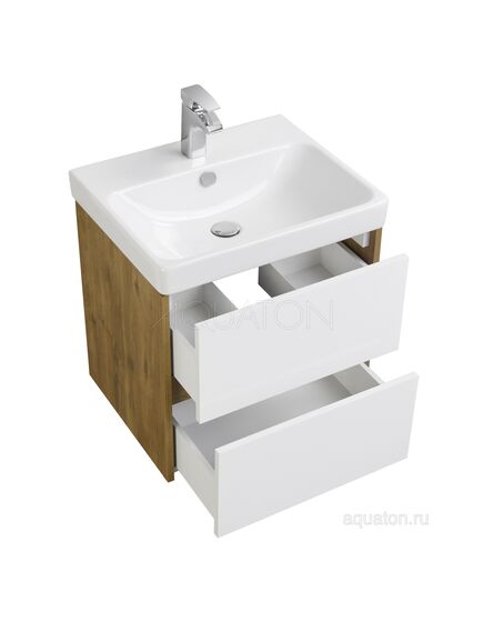 Купить Тумба под раковину AQUATON Сканди 55 белая, дуб рустикальный 1A251701SDZ90 (1a251701sdz90) по цене 9592.5 руб., в Санкт-Петебруге в интернет магазине 100-Систем, а также дургие товары AQUATON из раздела Тумбы под раковину и Мебель для ванной комнаты