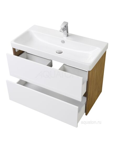 Купить Тумба под раковину AQUATON Сканди 90 белая, дуб рустикальный 1A251901SDZ90 (1a251901sdz90) по цене 11542.5 руб., в Санкт-Петебруге в интернет магазине 100-Систем, а также дургие товары AQUATON из раздела Тумбы под раковину и Мебель для ванной комнаты