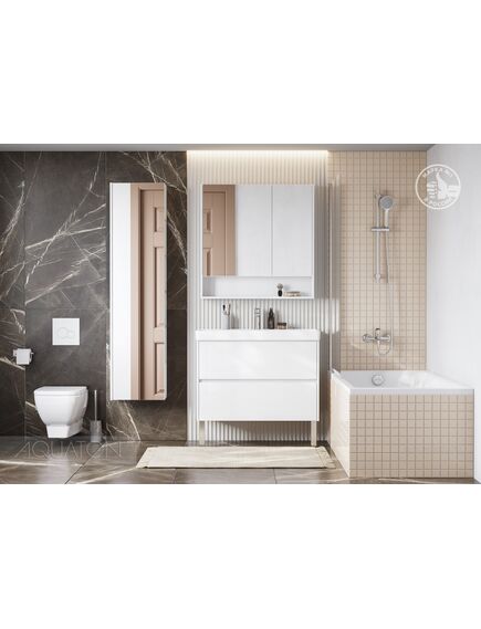 Купить Тумба под раковину AQUATON Сканди 90 белый матовый, белый глянец 1A251901SD010 (1a251901sd010) по цене 11617.5 руб., в Санкт-Петебруге в интернет магазине 100-Систем, а также дургие товары AQUATON из раздела Тумбы под раковину и Мебель для ванной комнаты