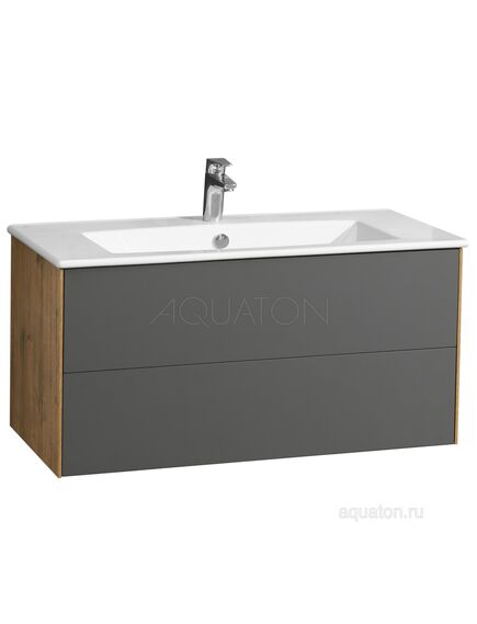 Купить Тумба под раковину AQUATON Сохо 100 дуб веллингтон, графит софт 1A258201AJA00 (1a258201aja00) по цене 21517.5 руб., в Санкт-Петебруге в интернет магазине 100-Систем, а также дургие товары AQUATON из раздела Тумбы под раковину и Мебель для ванной комнаты