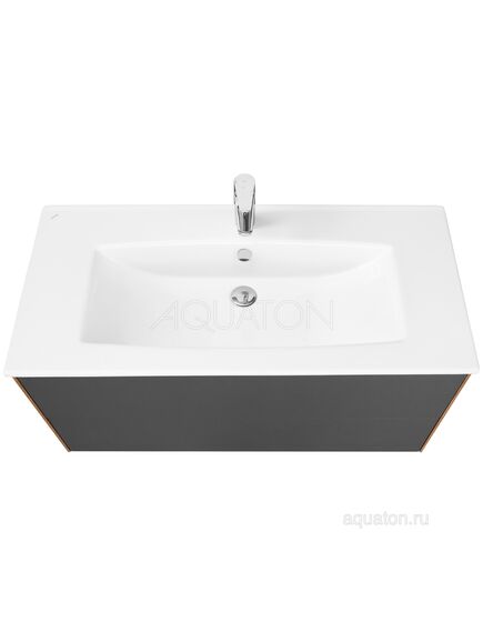 Купить Тумба под раковину AQUATON Сохо 100 дуб веллингтон, графит софт 1A258201AJA00 (1a258201aja00) по цене 21517.5 руб., в Санкт-Петебруге в интернет магазине 100-Систем, а также дургие товары AQUATON из раздела Тумбы под раковину и Мебель для ванной комнаты