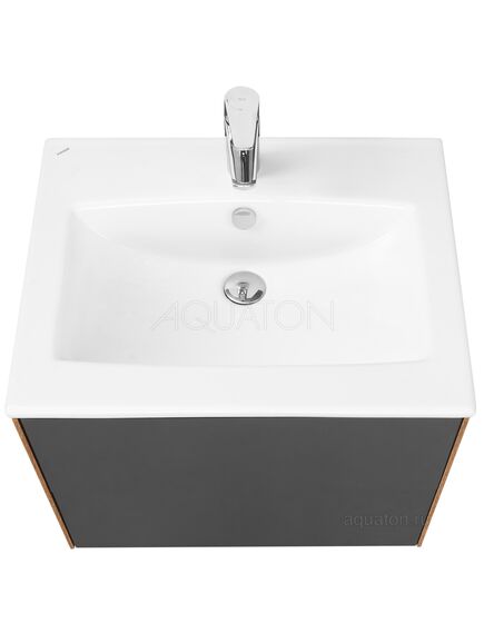 Купить Тумба под раковину AQUATON Сохо 60 дуб веллингтон, графит софт 1A258001AJA00 (1a258001aja00) по цене 16717.5 руб., в Санкт-Петебруге в интернет магазине 100-Систем, а также дургие товары AQUATON из раздела Тумбы под раковину и Мебель для ванной комнаты
