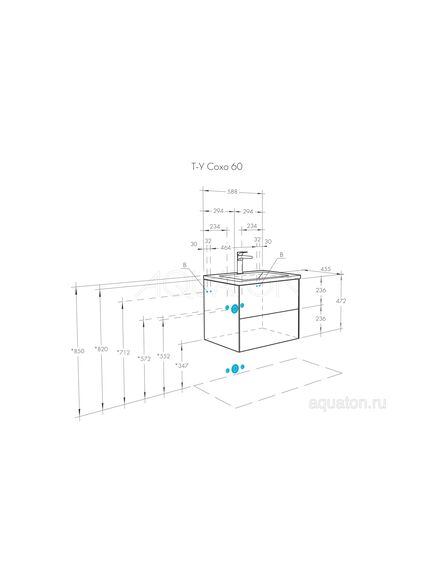 Купить Тумба под раковину AQUATON Сохо 60 дуб веллингтон, графит софт 1A258001AJA00 (1a258001aja00) по цене 16717.5 руб., в Санкт-Петебруге в интернет магазине 100-Систем, а также дургие товары AQUATON из раздела Тумбы под раковину и Мебель для ванной комнаты