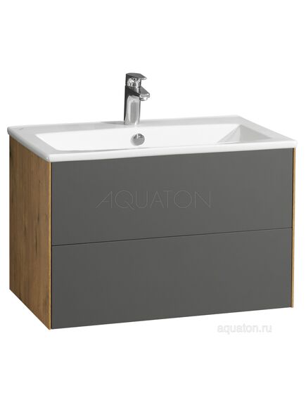Купить Тумба под раковину AQUATON Сохо 75 дуб веллингтон, графит софт 1A258101AJA00 (1a258101aja00) по цене 19492.5 руб., в Санкт-Петебруге в интернет магазине 100-Систем, а также дургие товары AQUATON из раздела Тумбы под раковину и Мебель для ванной комнаты