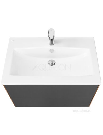 Купить Тумба под раковину AQUATON Сохо 75 дуб веллингтон, графит софт 1A258101AJA00 (1a258101aja00) по цене 19492.5 руб., в Санкт-Петебруге в интернет магазине 100-Систем, а также дургие товары AQUATON из раздела Тумбы под раковину и Мебель для ванной комнаты
