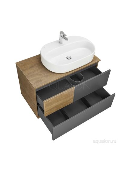 Купить Тумба под раковину AQUATON Терра 85 дуб кантри, антрацит 1A247201TEKA0 (1a247201teka0) по цене 24386.5 руб., в Санкт-Петебруге в интернет магазине 100-Систем, а также дургие товары AQUATON из раздела Тумбы под раковину и Мебель для ванной комнаты