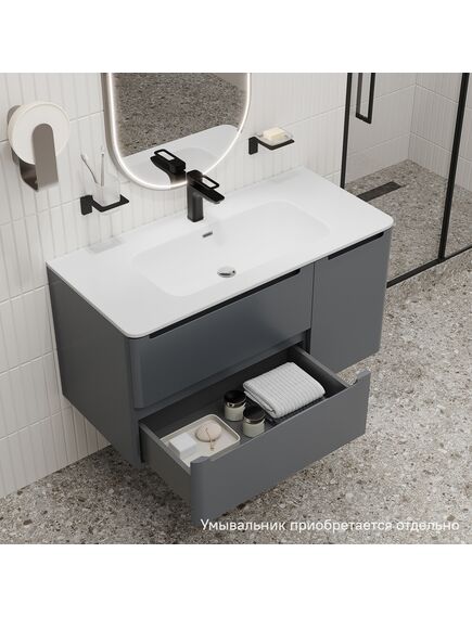Купить Тумба подвесная, 100 см, темно-серый, Edifice, IDDIS, EDI10D0i95 подходит умыв. 0101000i28 (edi10d0i95) по цене 46890 руб., в Санкт-Петебруге в интернет магазине 100-Систем, а также дургие товары IDDIS из раздела Тумбы под раковину и Мебель для ванной комнаты