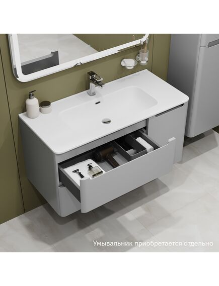 Купить Тумба подвесная, 100 см, светло-серый, Edifice, IDDIS, EDI10L0i95 подходит умыв. 0101000i28 (edi10l0i95) по цене 46890 руб., в Санкт-Петебруге в интернет магазине 100-Систем, а также дургие товары IDDIS из раздела Тумбы под раковину и Мебель для ванной комнаты