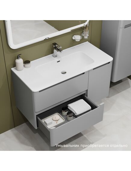 Купить Тумба подвесная, 100 см, светло-серый, Edifice, IDDIS, EDI10L0i95 подходит умыв. 0101000i28 (edi10l0i95) по цене 46890 руб., в Санкт-Петебруге в интернет магазине 100-Систем, а также дургие товары IDDIS из раздела Тумбы под раковину и Мебель для ванной комнаты