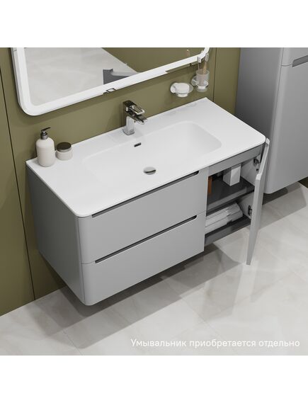 Купить Тумба подвесная, 100 см, светло-серый, Edifice, IDDIS, EDI10L0i95 подходит умыв. 0101000i28 (edi10l0i95) по цене 46890 руб., в Санкт-Петебруге в интернет магазине 100-Систем, а также дургие товары IDDIS из раздела Тумбы под раковину и Мебель для ванной комнаты