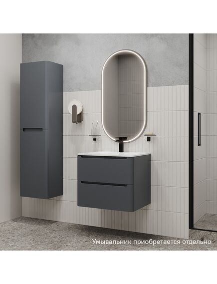 Купить Тумба подвесная, 60 см, темно-серый, Edifice, IDDIS, EDI60D0i95 подходит умыв. 0106000i28 (edi60d0i95) по цене 35800 руб., в Санкт-Петебруге в интернет магазине 100-Систем, а также дургие товары IDDIS из раздела Тумбы под раковину и Мебель для ванной комнаты
