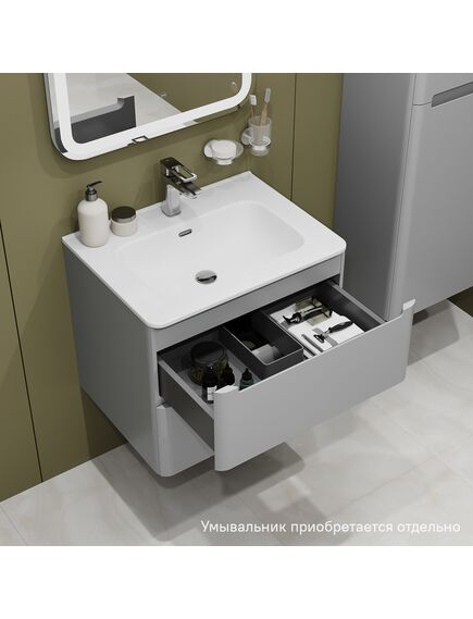 Купить Тумба подвесная, 60 см, светло-серый, Edifice, IDDIS, EDI60L0i95 подходит умыв. 0106000i28 (edi60l0i95) по цене 40290 руб., в Санкт-Петебруге в интернет магазине 100-Систем, а также дургие товары IDDIS из раздела Тумбы под раковину и Мебель для ванной комнаты