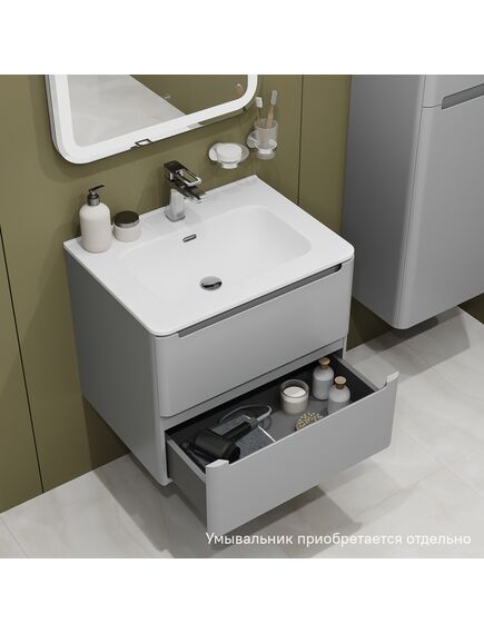 Купить Тумба подвесная, 60 см, светло-серый, Edifice, IDDIS, EDI60L0i95 подходит умыв. 0106000i28 (edi60l0i95) по цене 40290 руб., в Санкт-Петебруге в интернет магазине 100-Систем, а также дургие товары IDDIS из раздела Тумбы под раковину и Мебель для ванной комнаты
