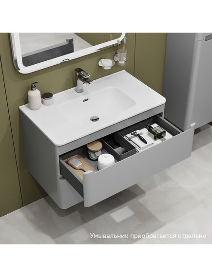 Купить Тумба подвесная, 80 см, светло-серый, Edifice, IDDIS, EDI80L0i95 подходит умыв. 0108000i28 (edi80l0i95) по цене 43890 руб., в Санкт-Петебруге в интернет магазине 100-Систем, а также дургие товары IDDIS из раздела Тумбы под раковину и Мебель для ванной комнаты