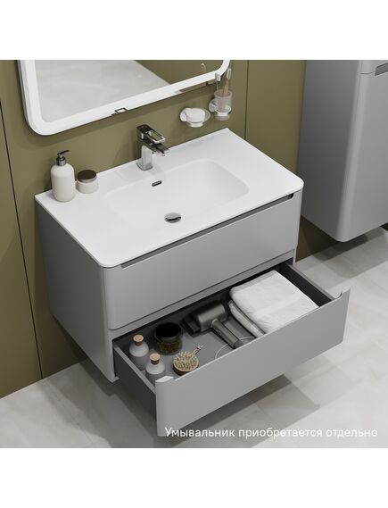 Купить Тумба подвесная, 80 см, светло-серый, Edifice, IDDIS, EDI80L0i95 подходит умыв. 0108000i28 (edi80l0i95) по цене 43890 руб., в Санкт-Петебруге в интернет магазине 100-Систем, а также дургие товары IDDIS из раздела Тумбы под раковину и Мебель для ванной комнаты