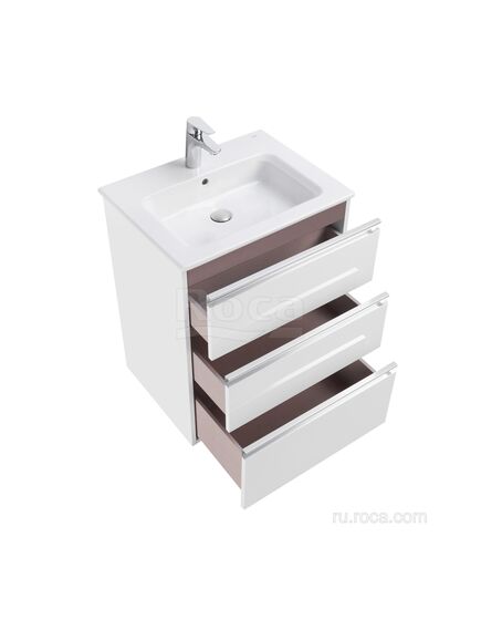 Купить Тумба под раковину Roca The Gap 60 белый глянец 3 ящика A857404806 (a857404806) по цене 30449.77 руб., в Санкт-Петебруге в интернет магазине 100-Систем, а также дургие товары ROCA из раздела Тумбы под раковину и Мебель для ванной комнаты