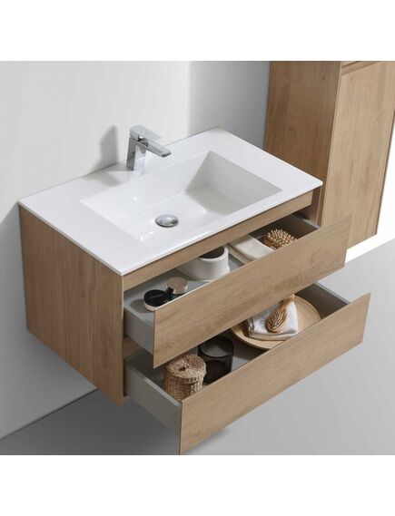 Купить База под раковину Luka 800 подвесная, 2 выкатных ящика soft-close, N.Oak, , шт (vmc-2l800no) по цене 18506 руб., в Санкт-Петебруге в интернет магазине 100-Систем, а также дургие товары Vincea из раздела Тумбы под раковину и Мебель для ванной комнаты