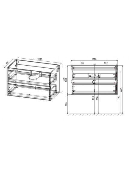 Купить База под раковину Gio 1000 подвесная, 2 выкатных ящика soft-close, R.Oak, , шт (vmc-2g100ro) по цене 22695.5 руб., в Санкт-Петебруге в интернет магазине 100-Систем, а также дургие товары Vincea из раздела Тумбы под раковину и Мебель для ванной комнаты