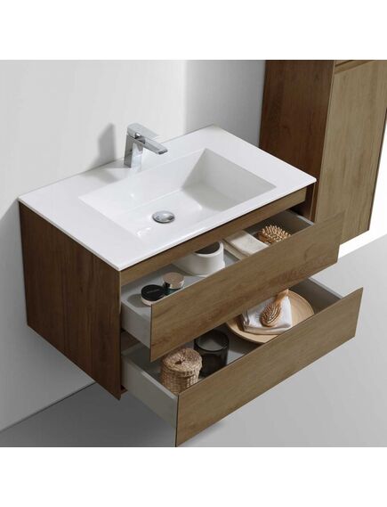 Купить База под раковину Luka 800 подвесная, 2 выкатных ящика soft-close, T.Oak, , шт (vmc-2l800to) по цене 18506 руб., в Санкт-Петебруге в интернет магазине 100-Систем, а также дургие товары Vincea из раздела Тумбы под раковину и Мебель для ванной комнаты