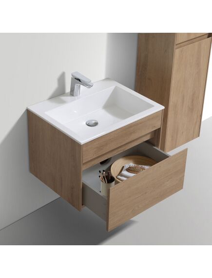 Купить База под раковину Chiara 600 подвесная, 1 выкатной ящик soft-close, N.Oak, , шт (vmc-2c600no) по цене 10963 руб., в Санкт-Петебруге в интернет магазине 100-Систем, а также дургие товары Vincea из раздела Тумбы под раковину и Мебель для ванной комнаты
