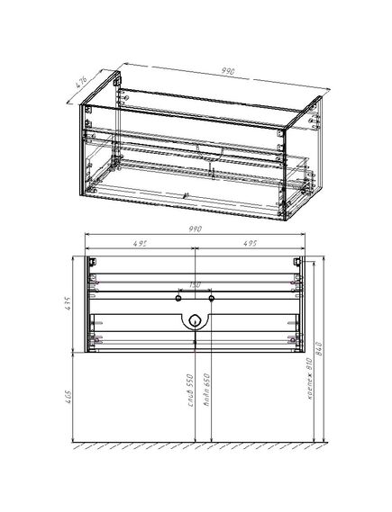 Купить База под раковину Chiara 1000 подвесная, 1 выкатной ящик soft-close, N.Oak, , шт (vmc-2c100no) по цене 16748.5 руб., в Санкт-Петебруге в интернет магазине 100-Систем, а также дургие товары Vincea из раздела Тумбы под раковину и Мебель для ванной комнаты