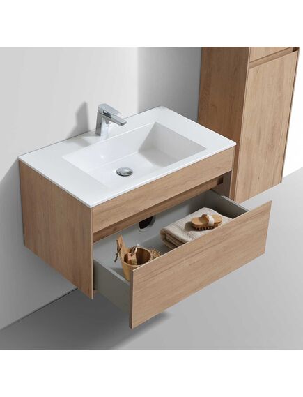 Купить База под раковину Chiara 800 подвесная, 1 выкатной ящик soft-close, N.Oak, , шт (vmc-2c800no) по цене 13898.5 руб., в Санкт-Петебруге в интернет магазине 100-Систем, а также дургие товары Vincea из раздела Тумбы под раковину и Мебель для ванной комнаты