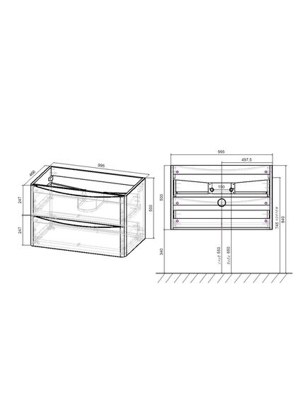 Купить База под раковину Paola 1000 подвесная, 2 выкатных ящика soft close, R.Wood, , шт (vmc-2p100rw) по цене 23655 руб., в Санкт-Петебруге в интернет магазине 100-Систем, а также дургие товары Vincea из раздела Тумбы под раковину и Мебель для ванной комнаты