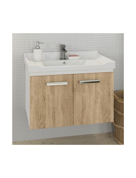 Купить COMFORTY. Тумба-умывальник "Рига-70" дуб сонома с раковиной COMFORTY 9335-70 (00004142215) по цене 24420 руб., в Санкт-Петебруге в интернет магазине 100-Систем, а также дургие товары COMFORTY из раздела Тумбы с умывальником и Мебель для ванной комнаты