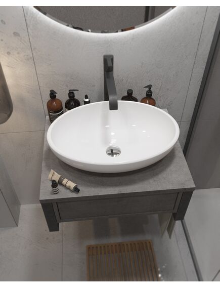 Купить 1MARKA Тумба GRUNGE LOFT 60П 1в.я Бетон темно-серый (ц0000001581) по цене 16293 руб., в Санкт-Петебруге в интернет магазине 100-Систем, а также дургие товары 1MARKA из раздела Тумбы под раковину и Мебель для ванной комнаты