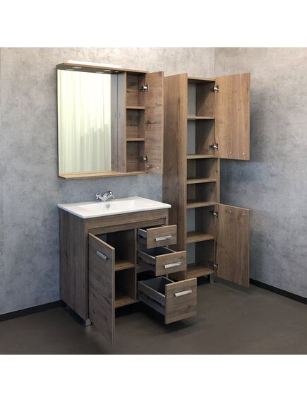 Купить COMFORTY. Тумба-умывальник "Марио-75" дуб темный с раковиной "Quadro 75" (00-00004157) по цене 32780 руб., в Санкт-Петебруге в интернет магазине 100-Систем, а также дургие товары COMFORTY из раздела Тумбы с умывальником и Мебель для ванной комнаты