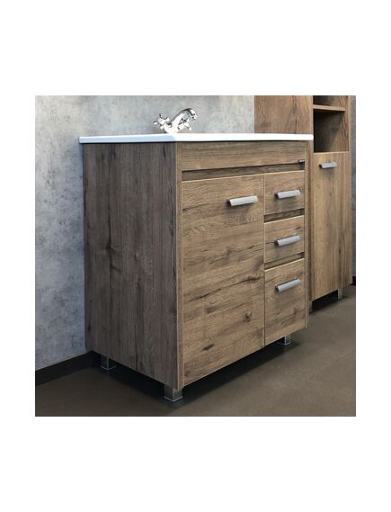 Купить COMFORTY. Тумба-умывальник "Марио-75" дуб темный с раковиной "Quadro 75" (00-00004157) по цене 32780 руб., в Санкт-Петебруге в интернет магазине 100-Систем, а также дургие товары COMFORTY из раздела Тумбы с умывальником и Мебель для ванной комнаты