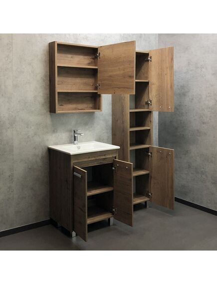 Купить COMFORTY. Тумба-умывальник "Марио-60" дуб темный с раковиной "Quadro 60" (00-00004155) по цене 21670 руб., в Санкт-Петебруге в интернет магазине 100-Систем, а также дургие товары COMFORTY из раздела Тумбы с умывальником и Мебель для ванной комнаты