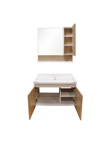 Купить COMFORTY. Тумба-умывальник "Рига-80" дуб сонома с раковиной COMFORTY 9335-80 (00004139026) по цене 27170 руб., в Санкт-Петебруге в интернет магазине 100-Систем, а также дургие товары COMFORTY из раздела Тумбы с умывальником и Мебель для ванной комнаты