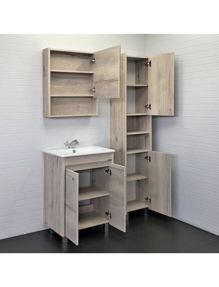 Купить COMFORTY. Тумба-умывальник "Марио-60" дуб дымчатый с раковиной "Quadro 60" (00-00005206) по цене 21670 руб., в Санкт-Петебруге в интернет магазине 100-Систем, а также дургие товары COMFORTY из раздела Тумбы с умывальником и Мебель для ванной комнаты